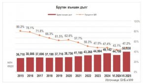 БНБ: Брутният външен дълг на сектор "Държавно управление" нарасна с 50,4% до €15,46 млрд.