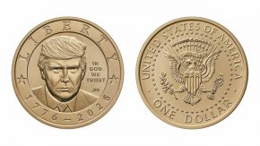 Пускат златна монета от 1 долар с лика на Тръмп